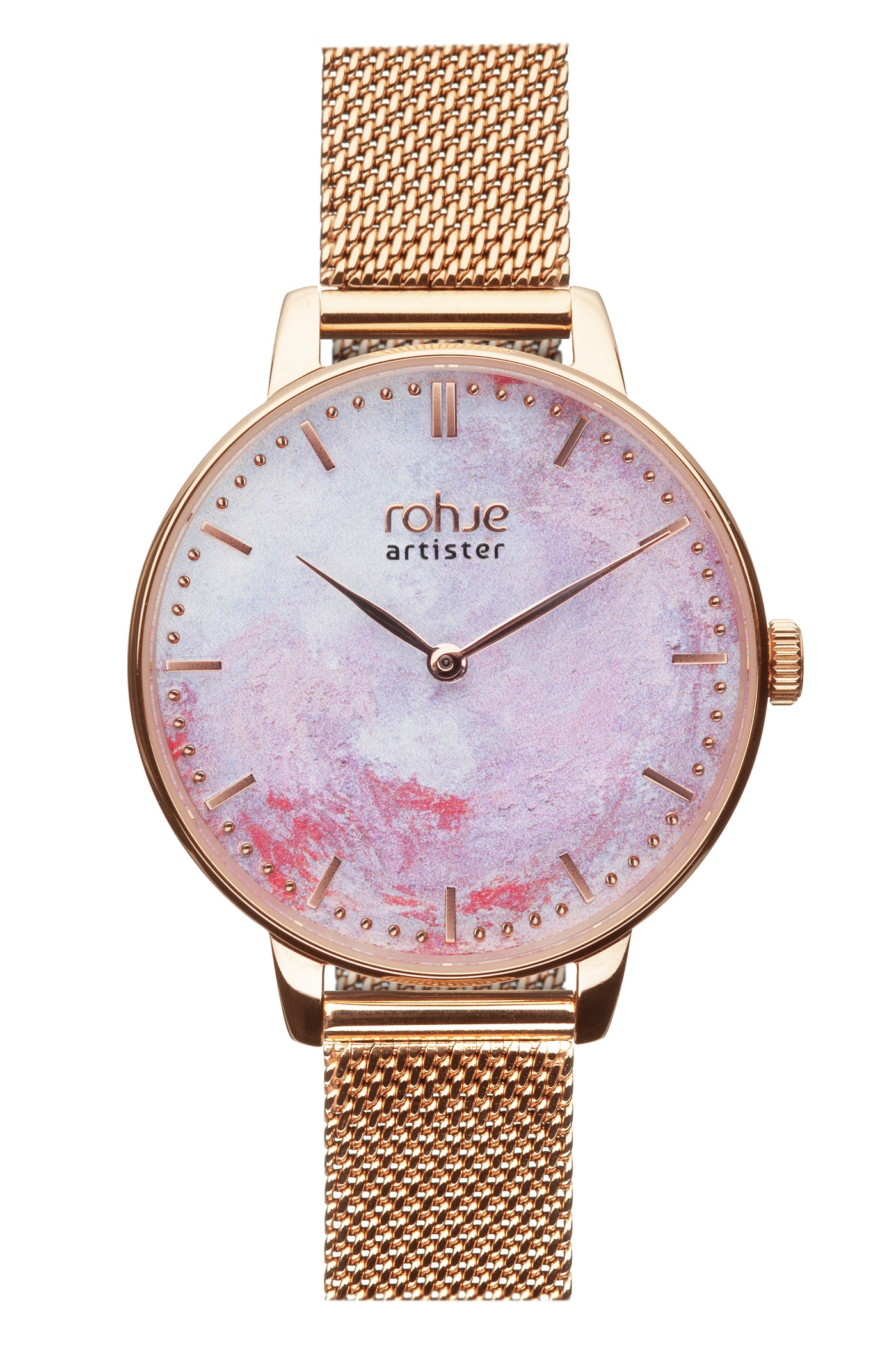 Rohje Artister Dreamy Pink mesh-rannekkeella #strap_rose-gold-mesh